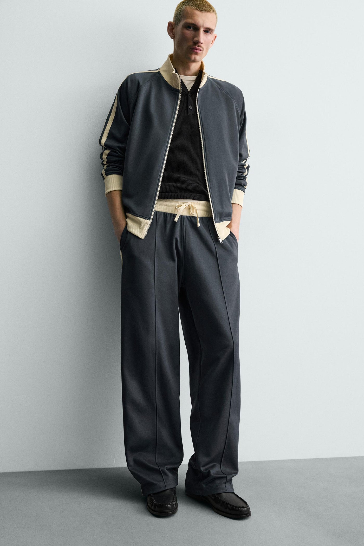 WIDE FIT JOGGER PANTS WITH STRIPES