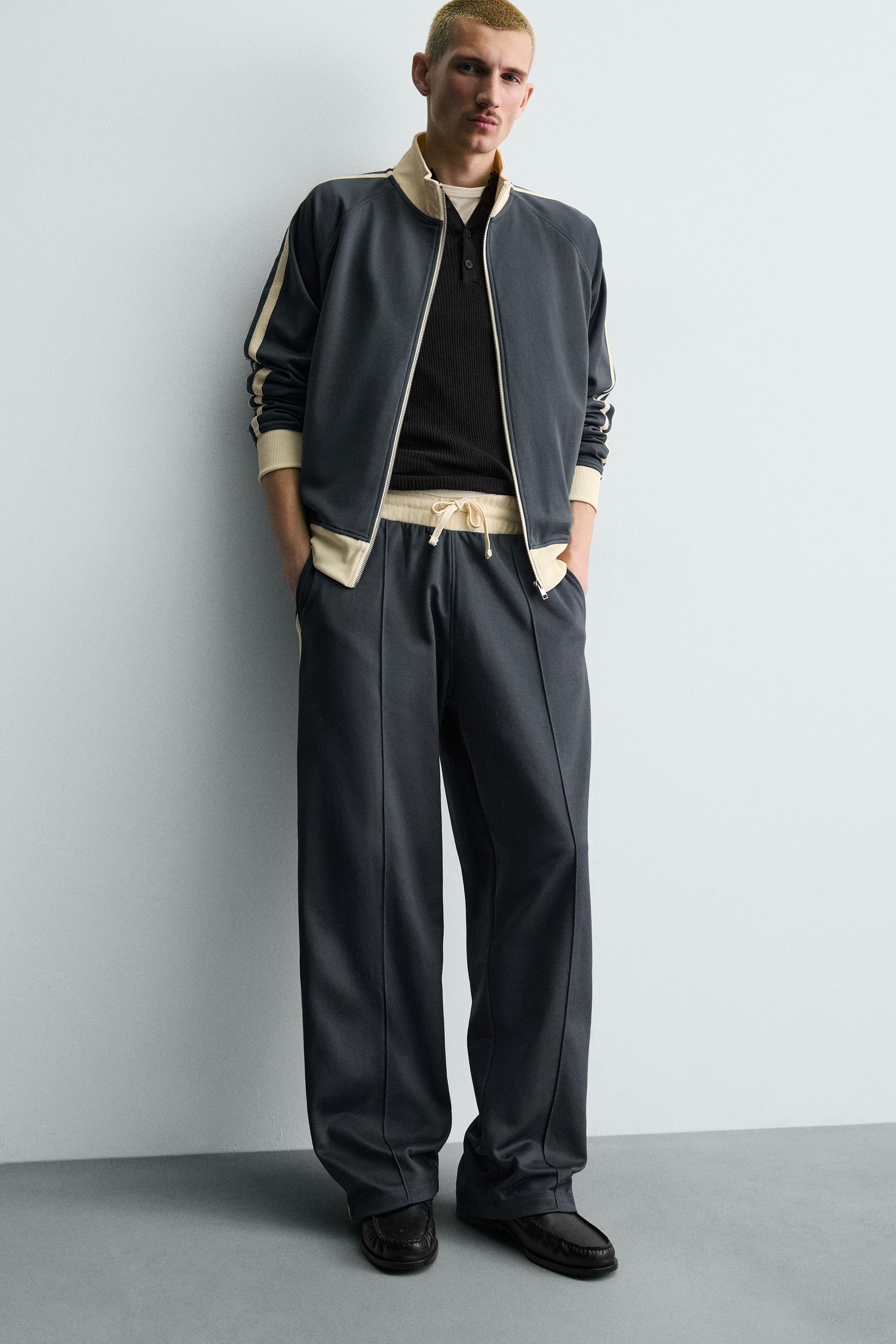 WIDE FIT JOGGER PANTS WITH STRIPES