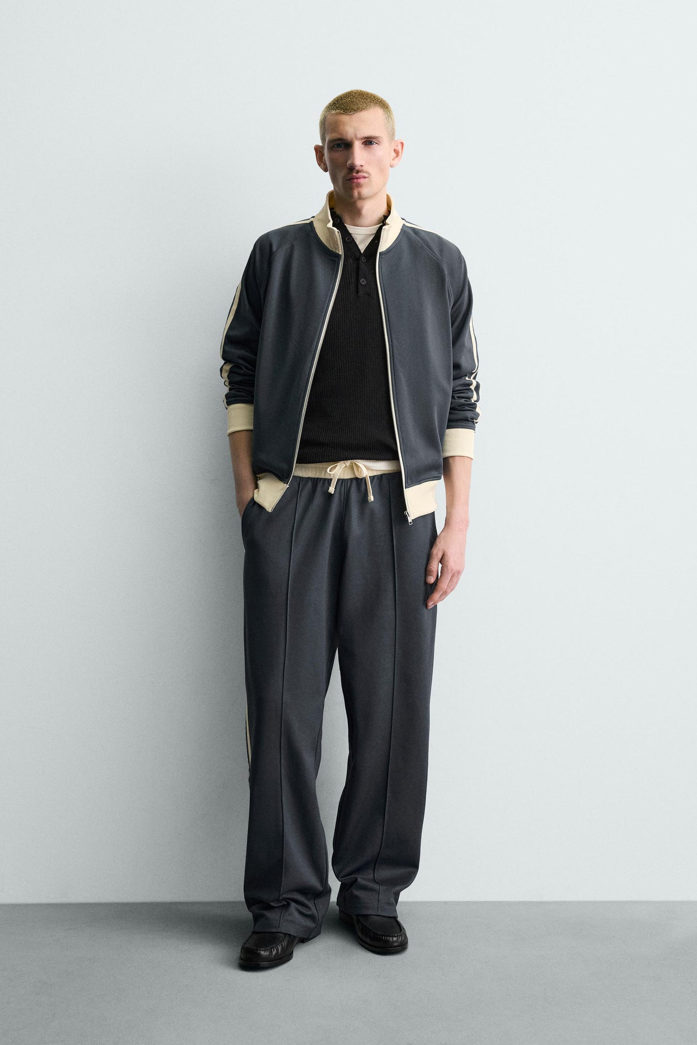 WIDE FIT JOGGER PANTS WITH STRIPES