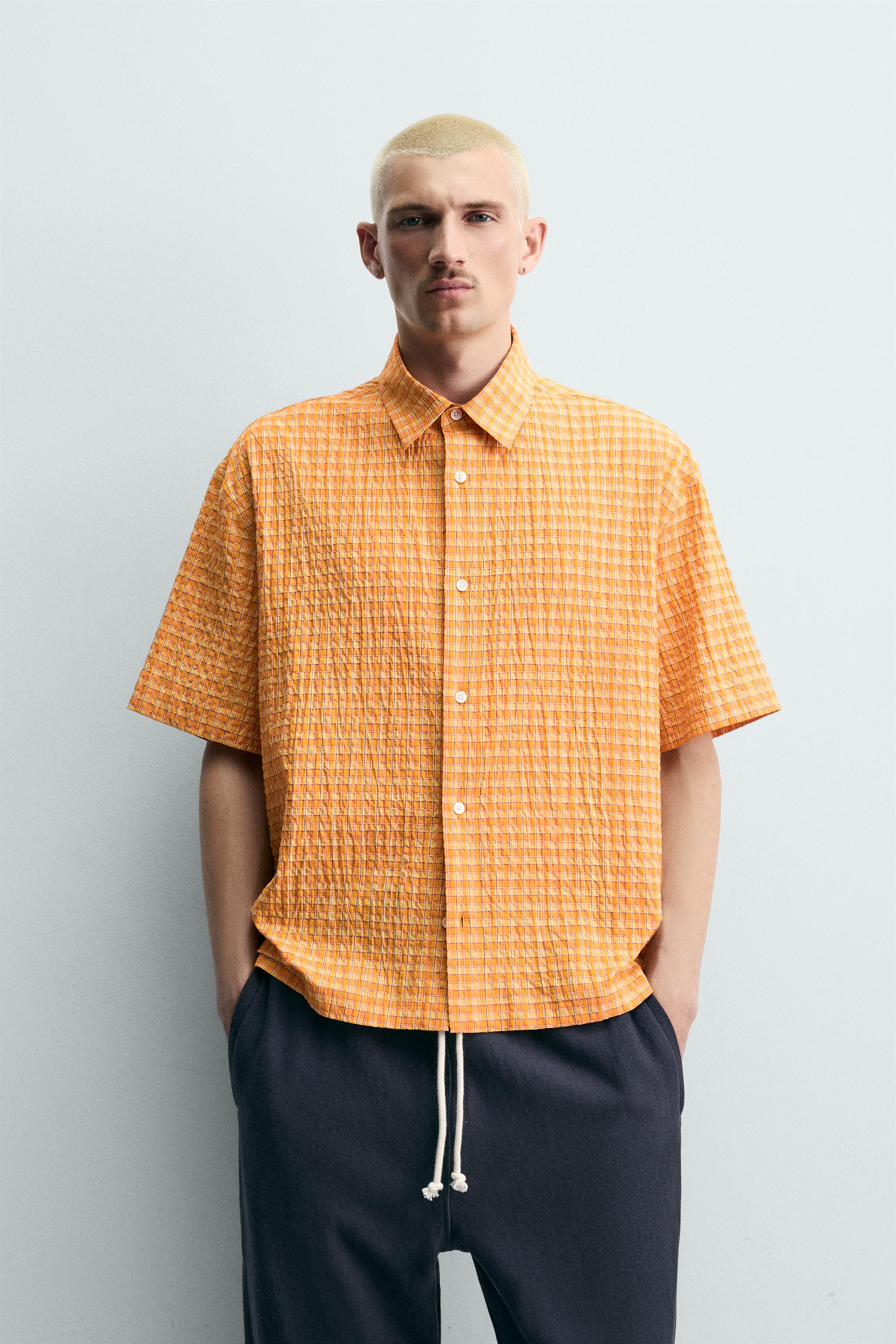 RELAXED FIT TEXTURED PLAID SHIRT