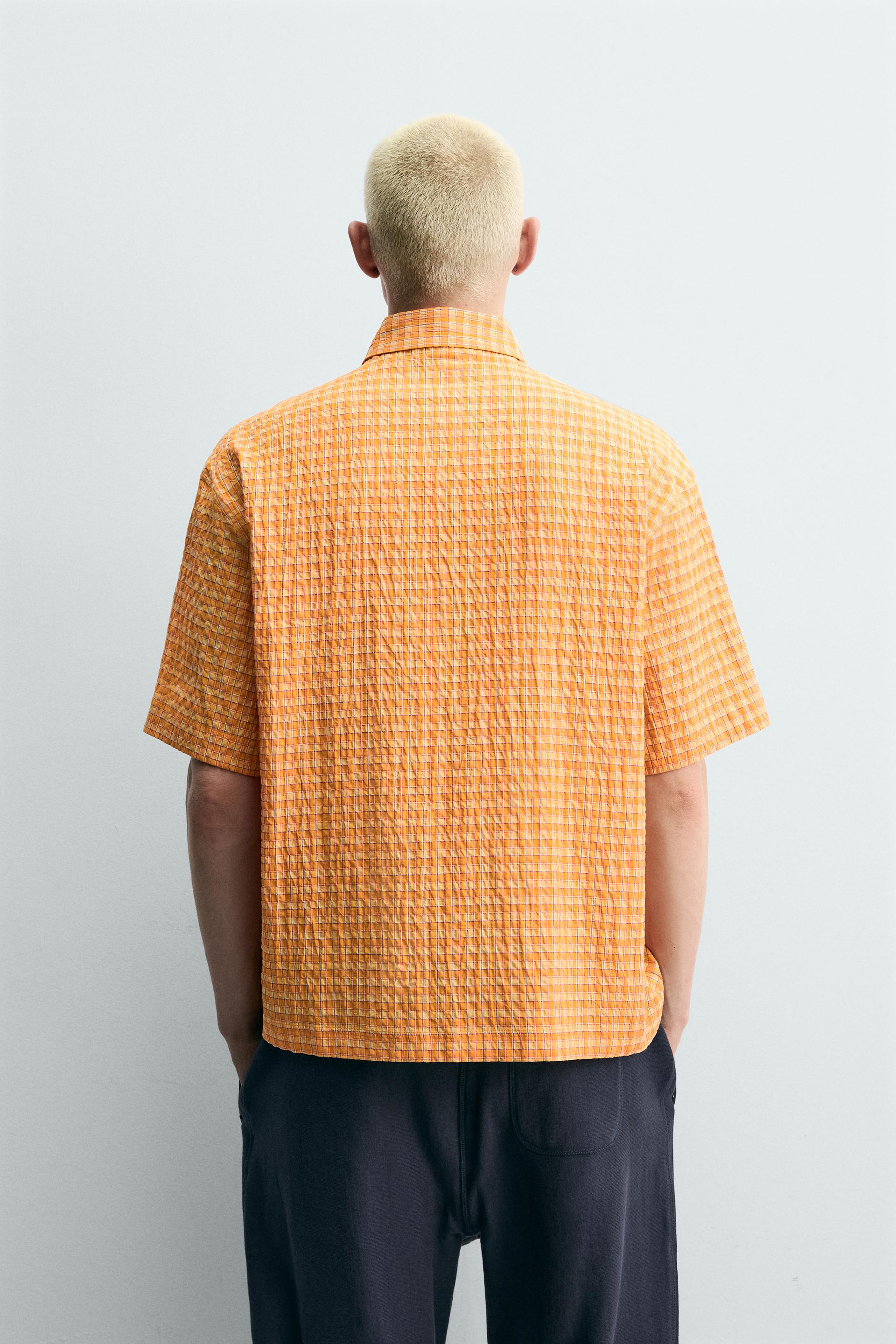 RELAXED FIT TEXTURED PLAID SHIRT