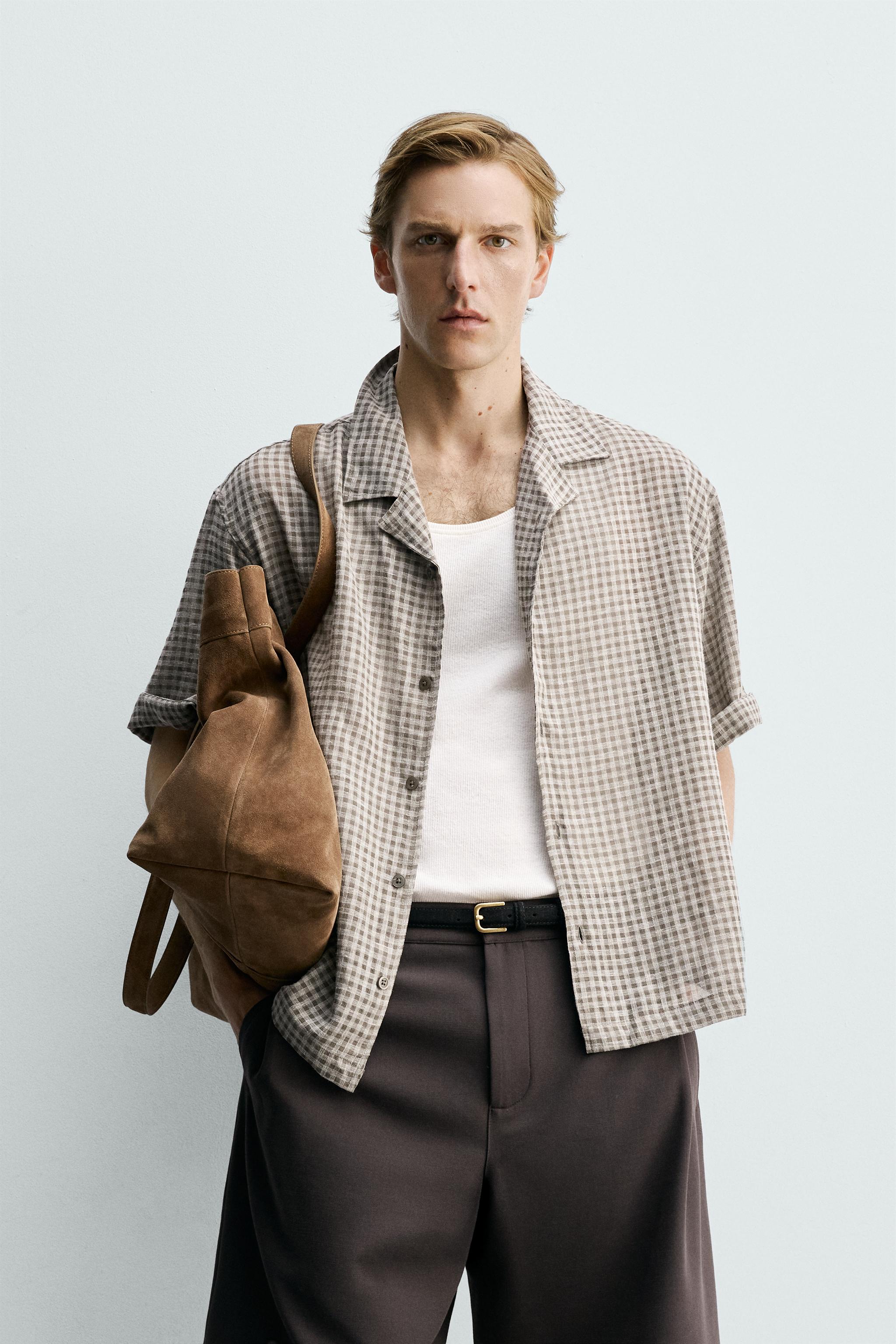 RELAXED FIT PLAID JACQUARD SHIRT