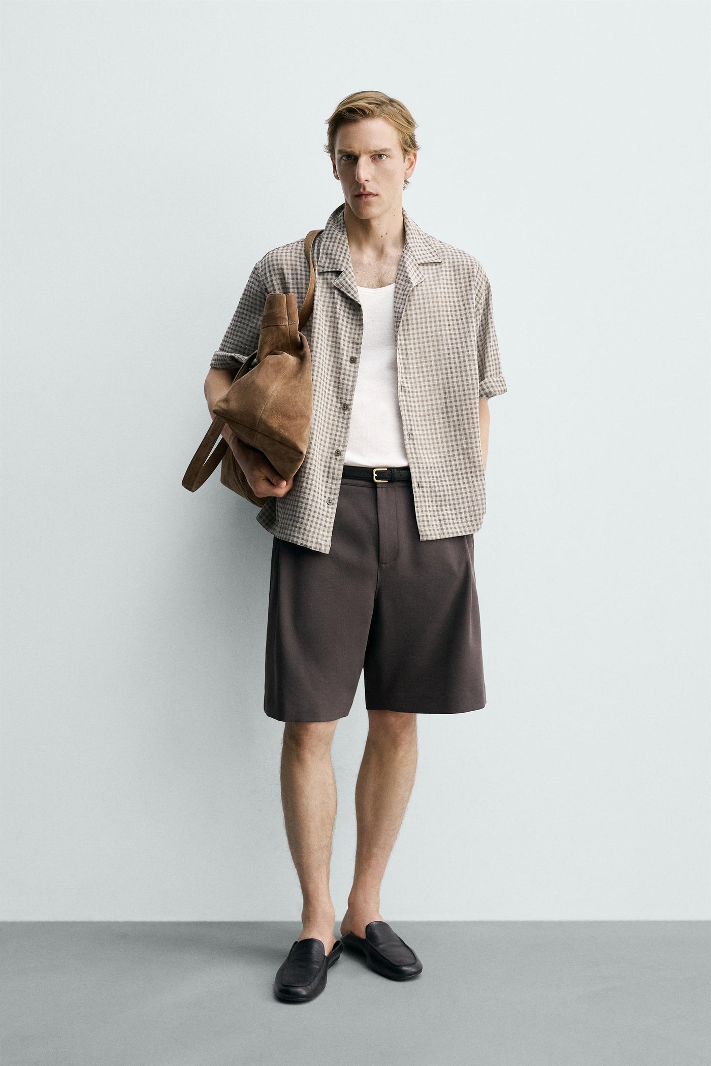 RELAXED FIT PLAID JACQUARD SHIRT