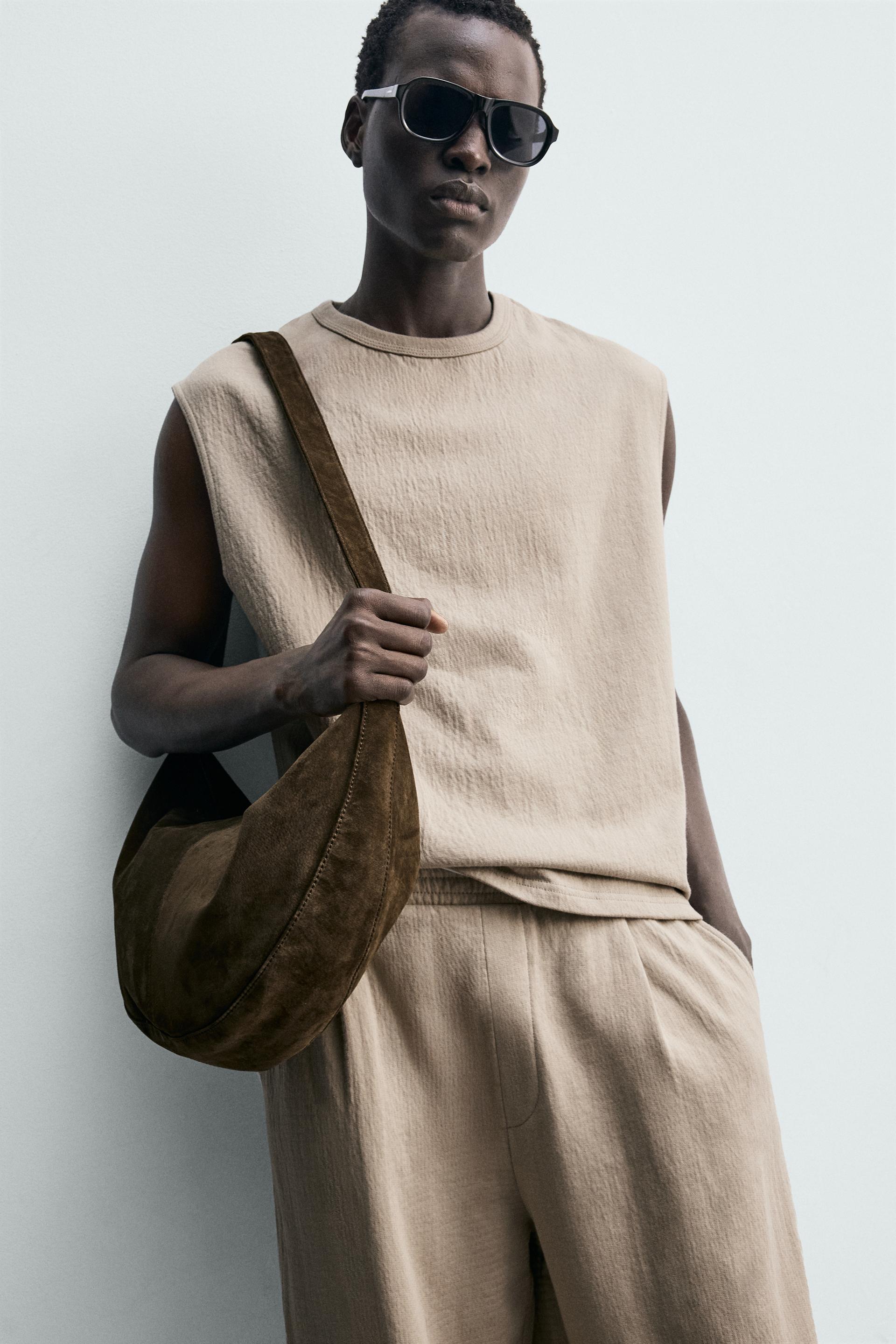 RELAXED FIT TEXTURED TANK SWEATSHIRT