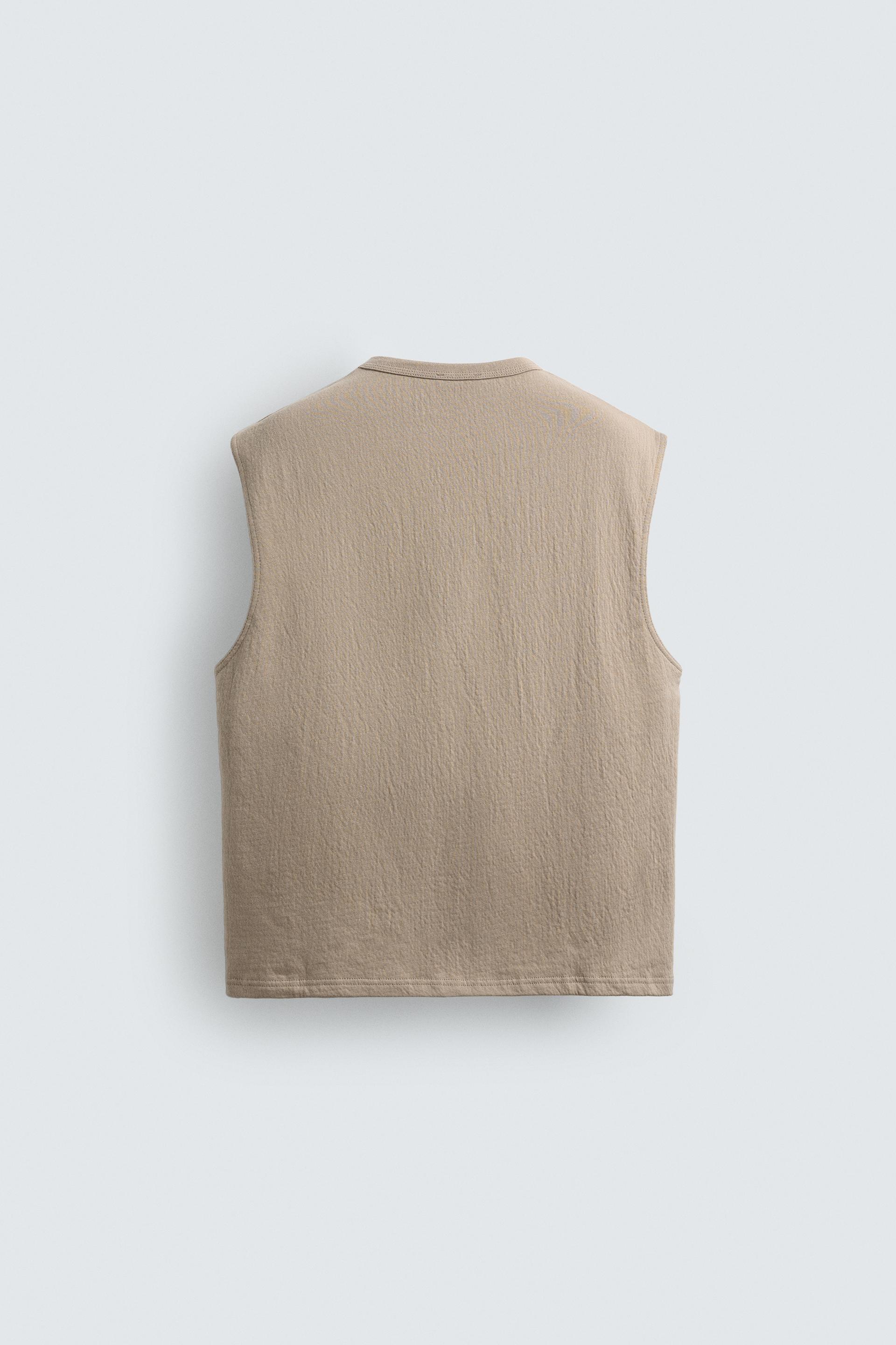 RELAXED FIT TEXTURED TANK SWEATSHIRT
