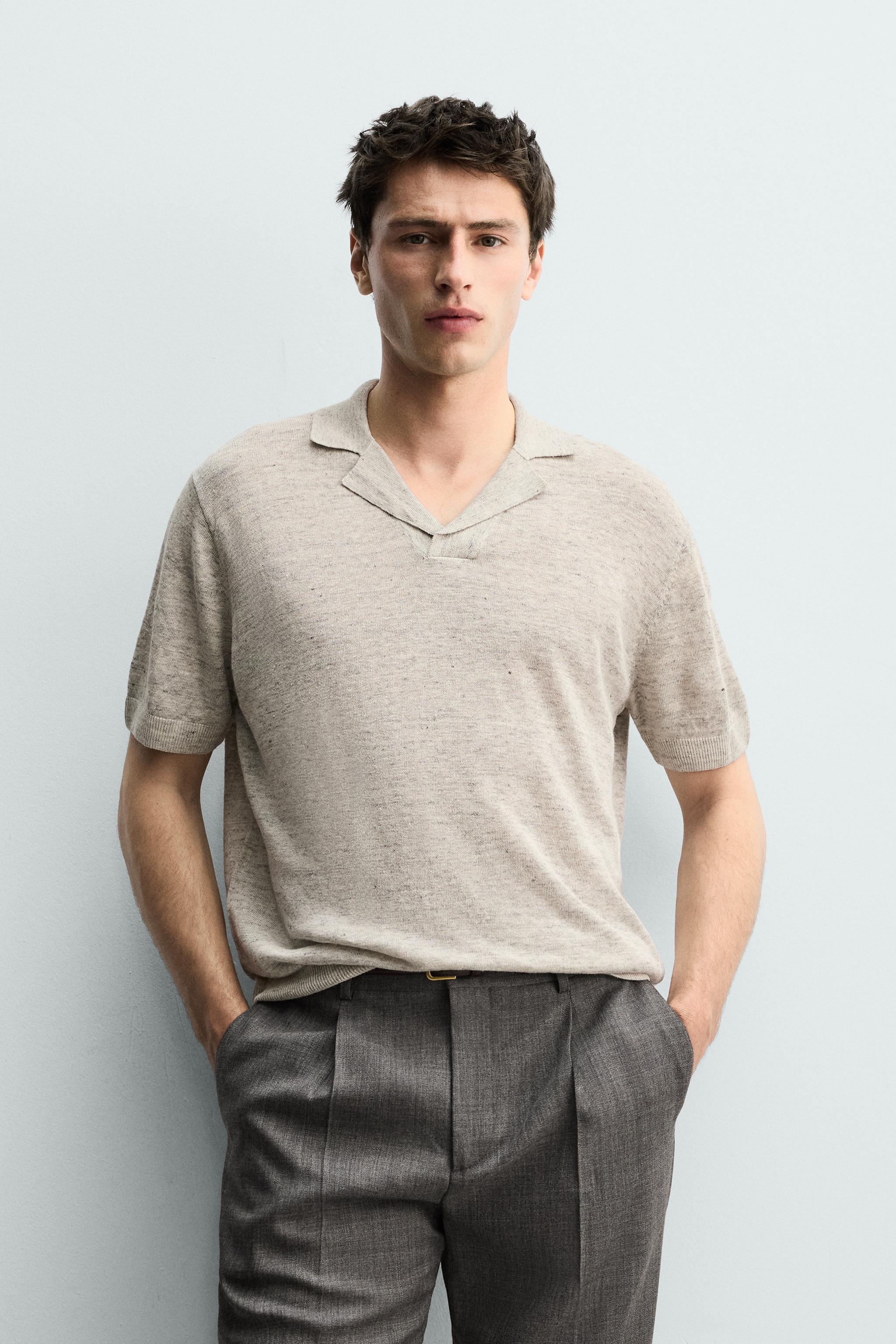100% LINEN REGULAR FIT KNIT POLO SHIRT