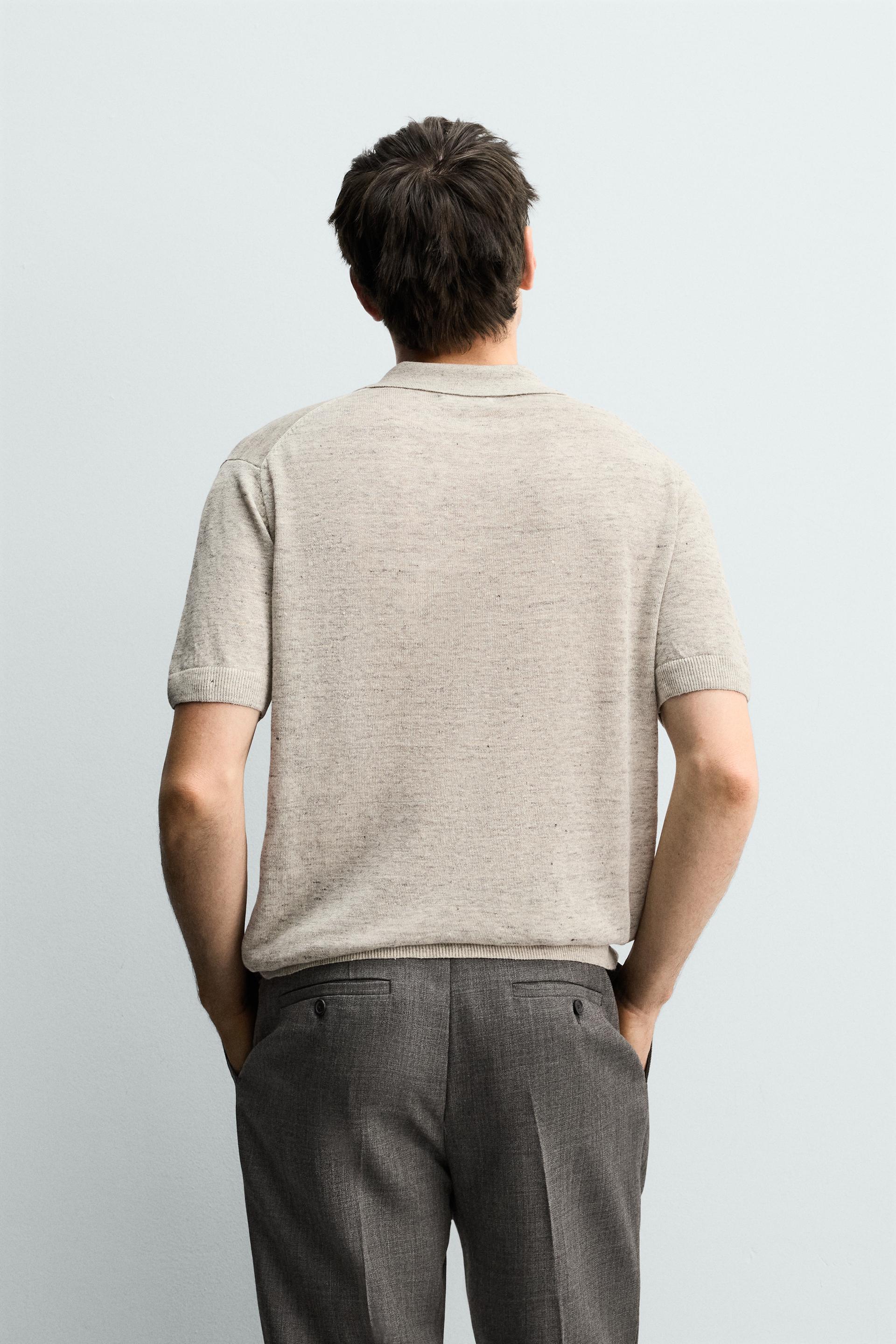 100% LINEN REGULAR FIT KNIT POLO SHIRT