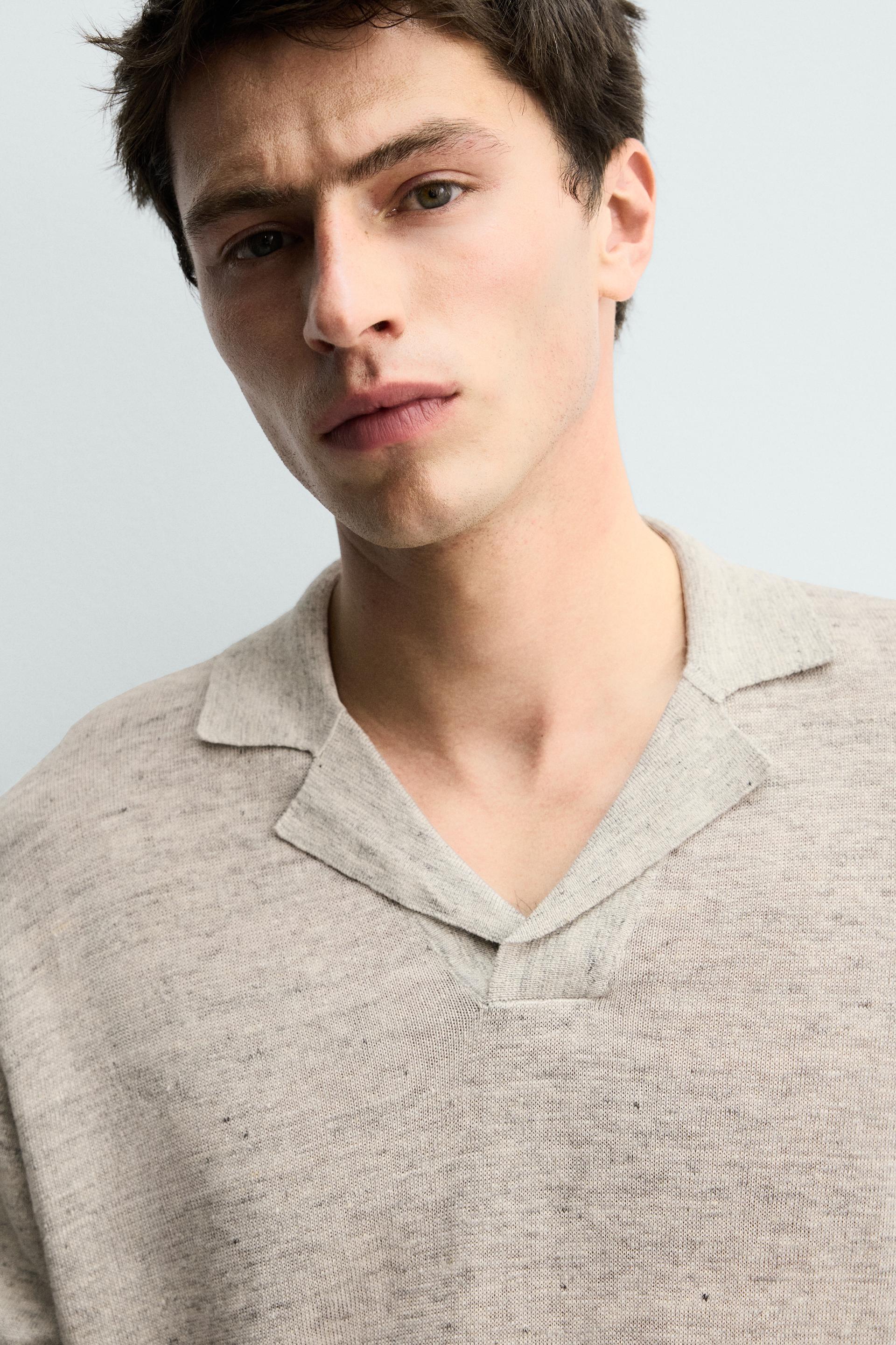 100% LINEN REGULAR FIT KNIT POLO SHIRT