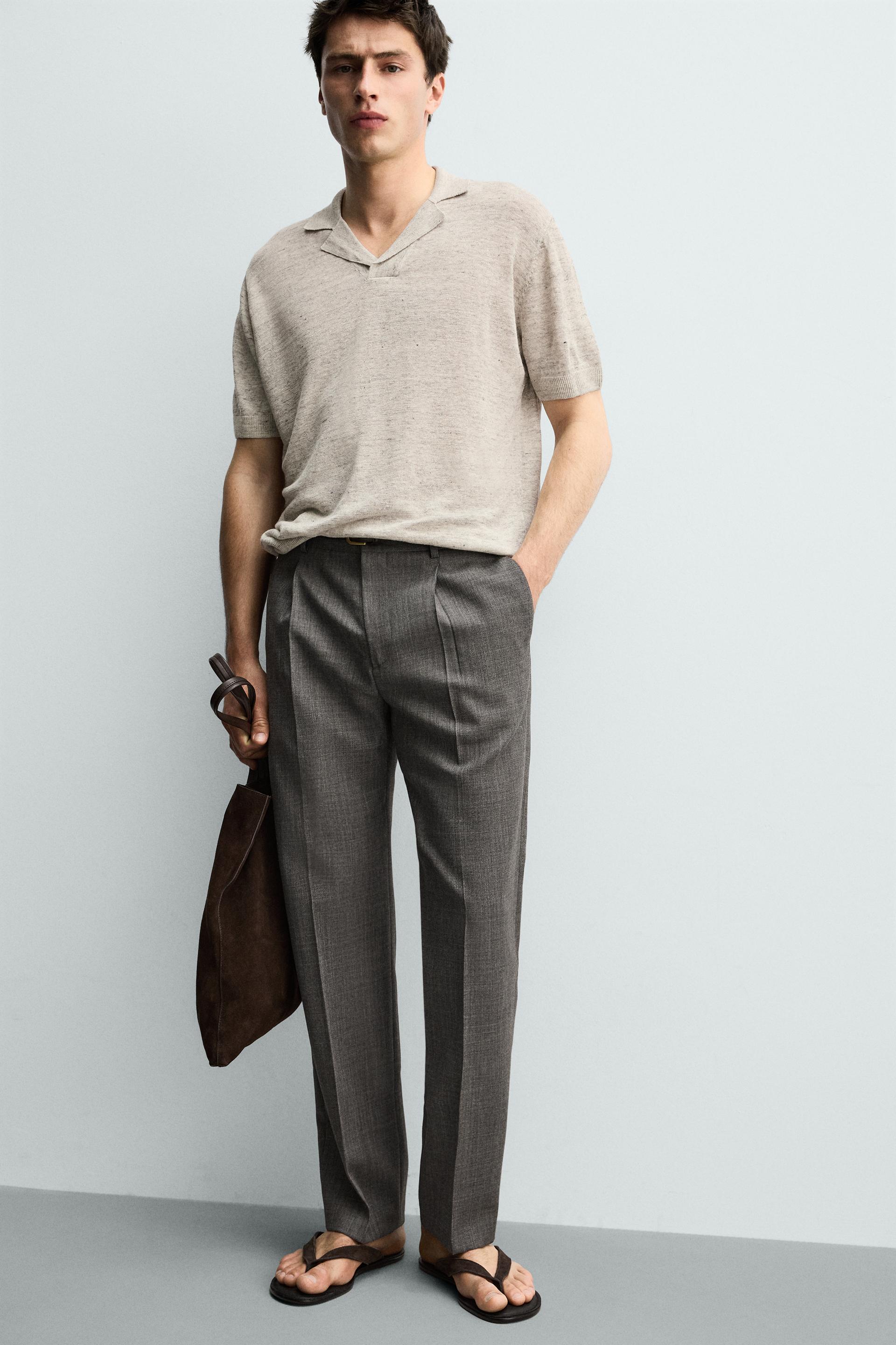 100% LINEN REGULAR FIT KNIT POLO SHIRT